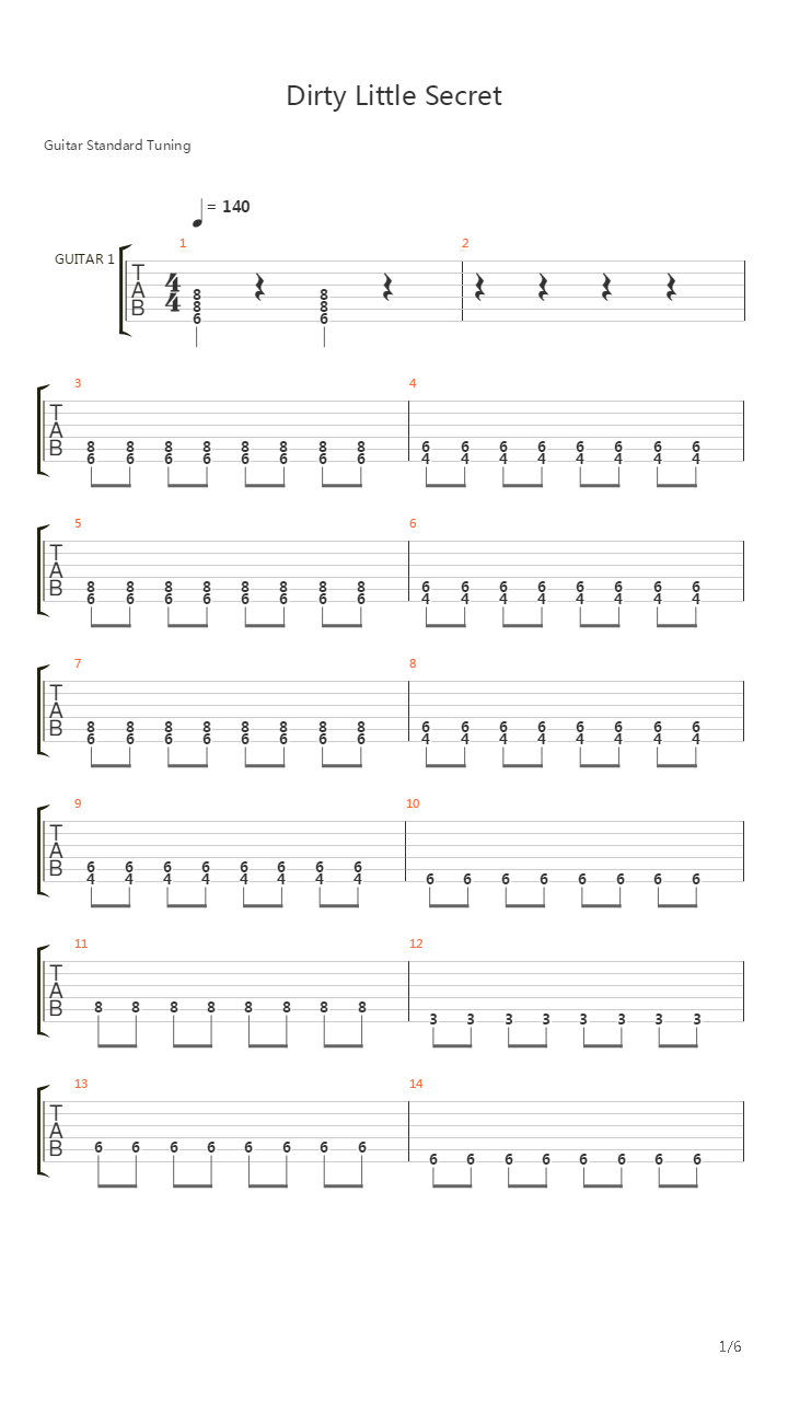 Dirty Little Secret吉他谱