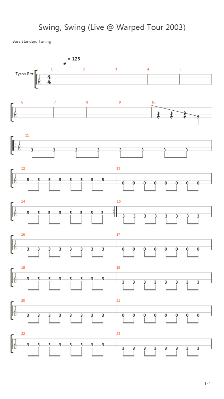 Swing, Swing (Live @ Warped Tour 2003)吉他谱
