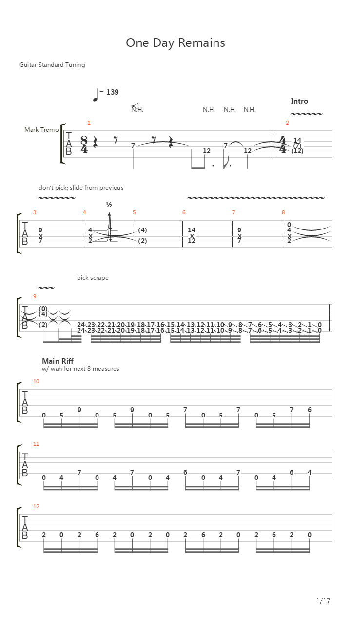 One Day Remains吉他谱