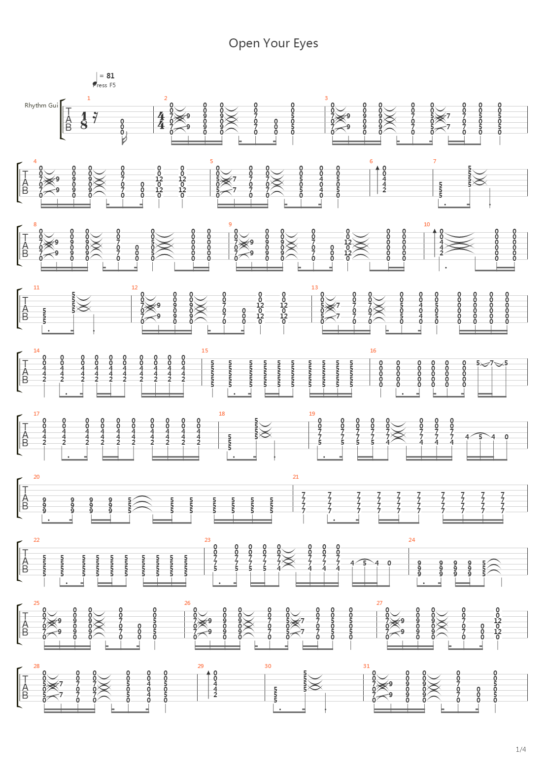 Open Your Eyes吉他谱
