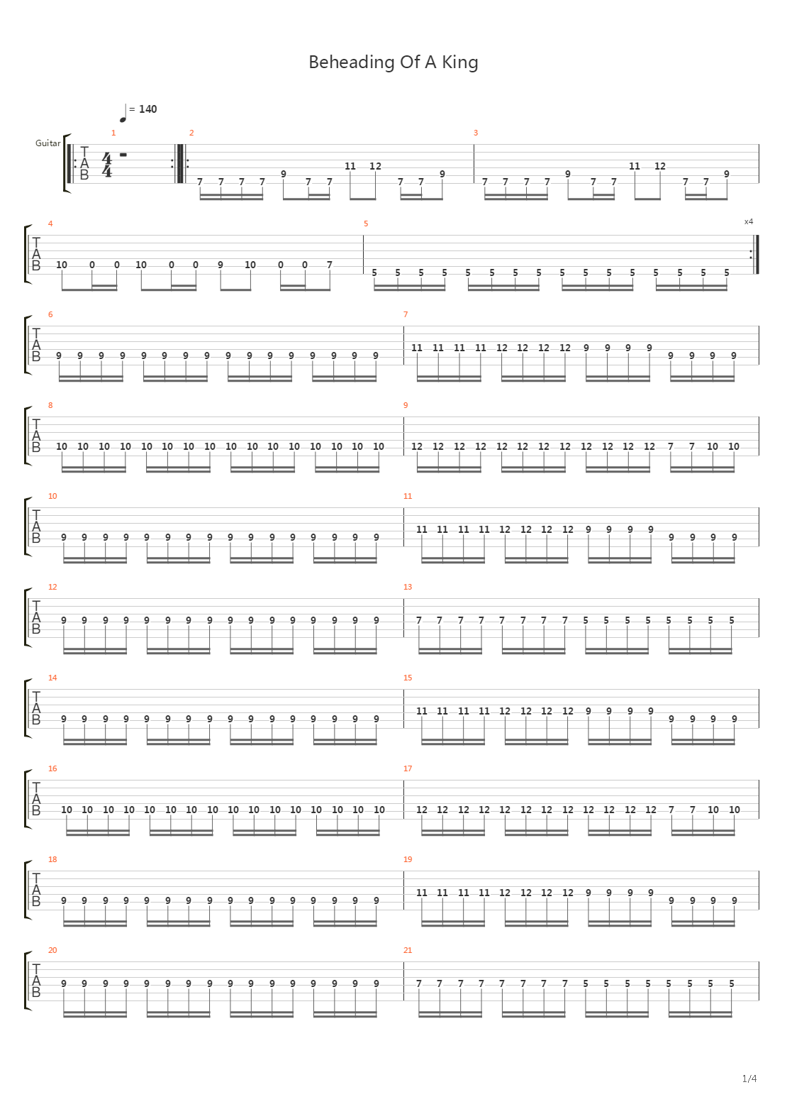 Beheading Of A King吉他谱