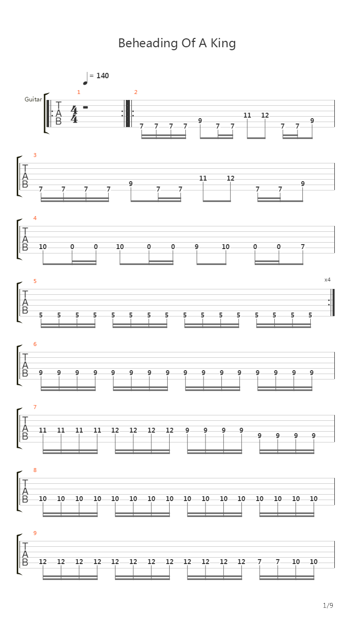 Beheading Of A King吉他谱