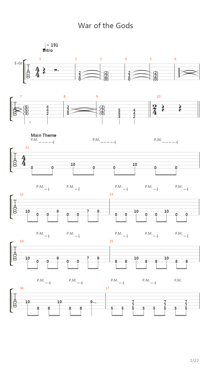 War of the gods吉他谱