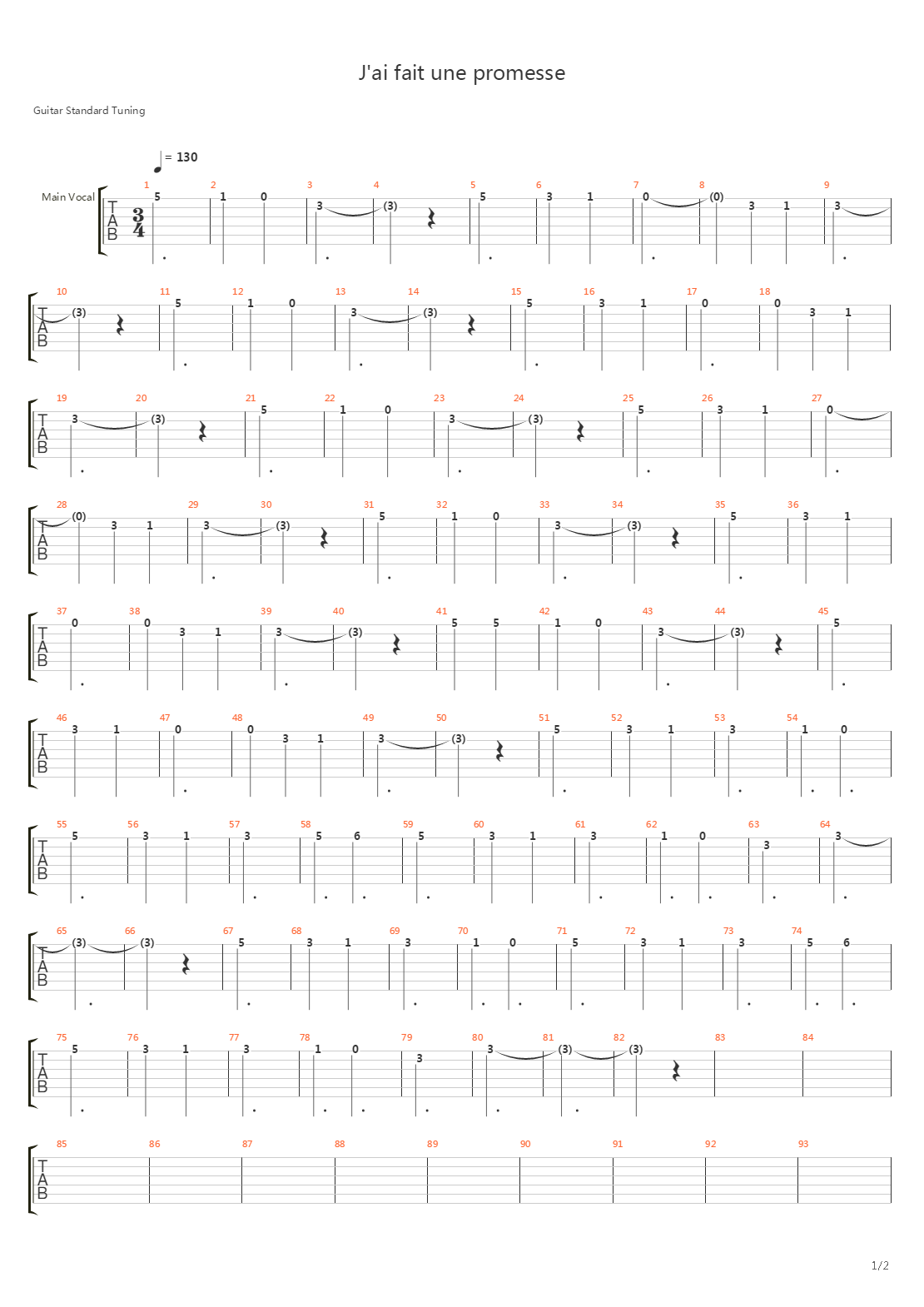 J'ai Fait Une Promesse吉他谱