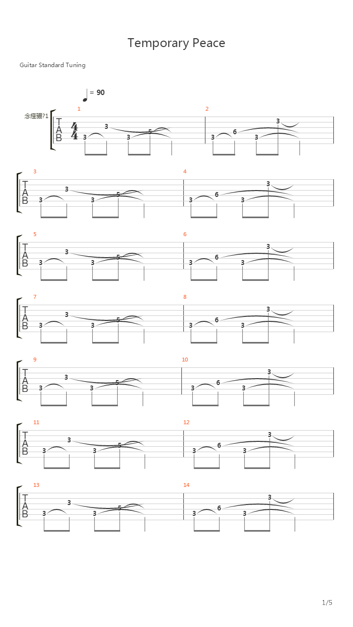 Temporary Peace吉他谱