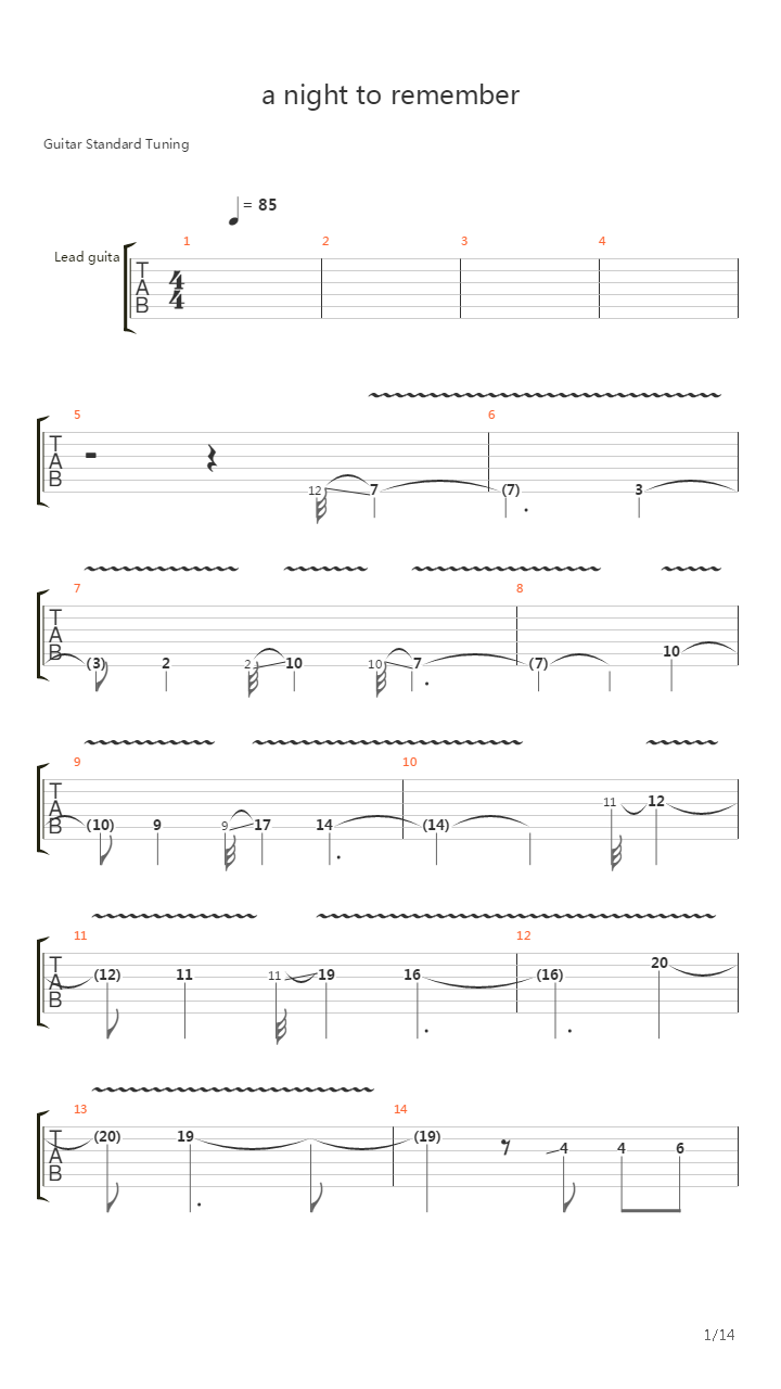 A Night To Remember吉他谱