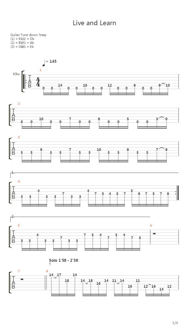 Live And Learn吉他谱