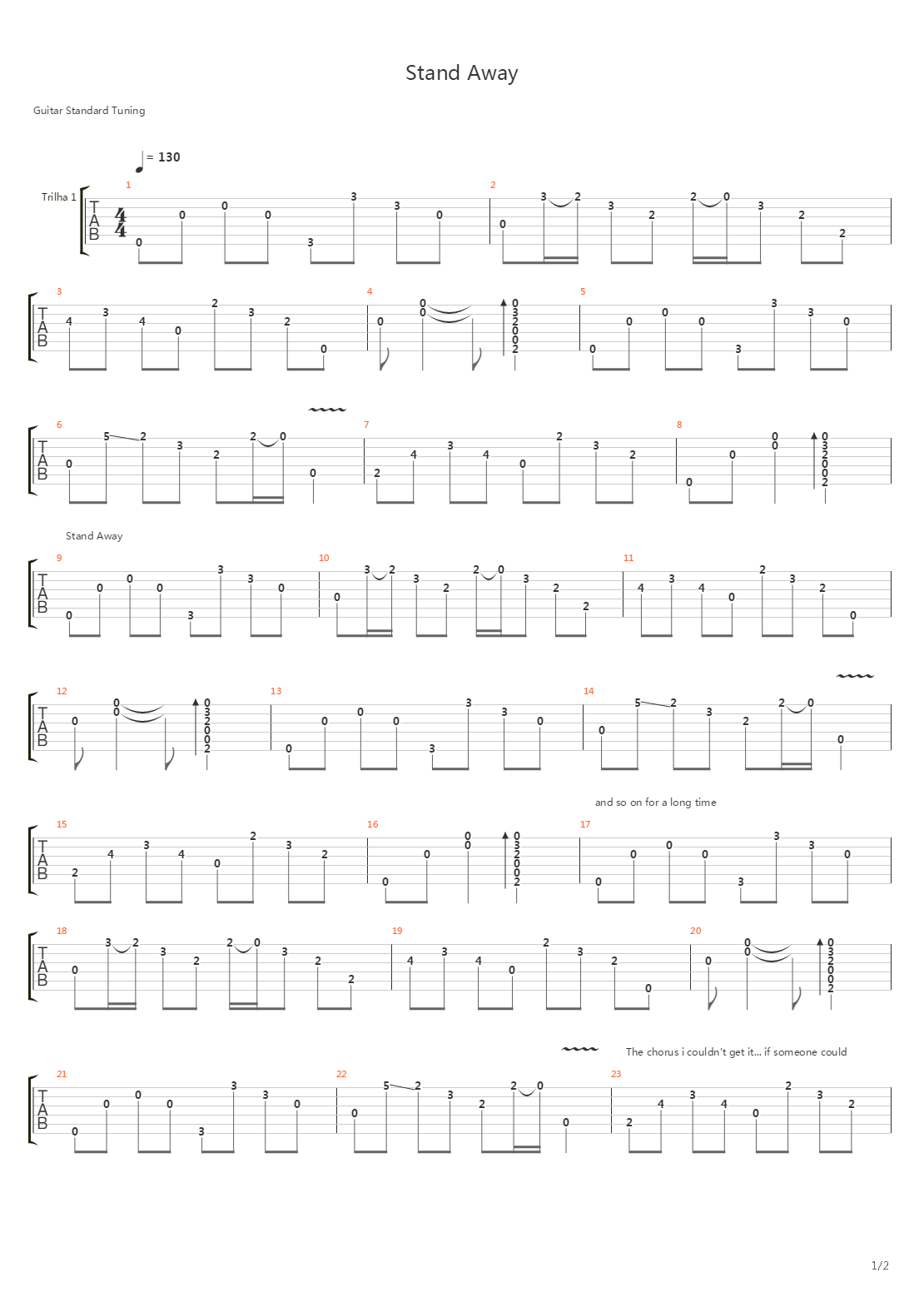 Stand Away Intro吉他谱