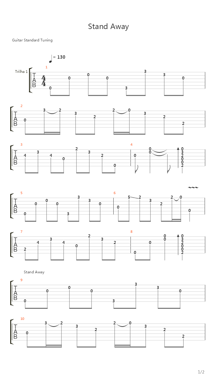 Stand Away Intro吉他谱