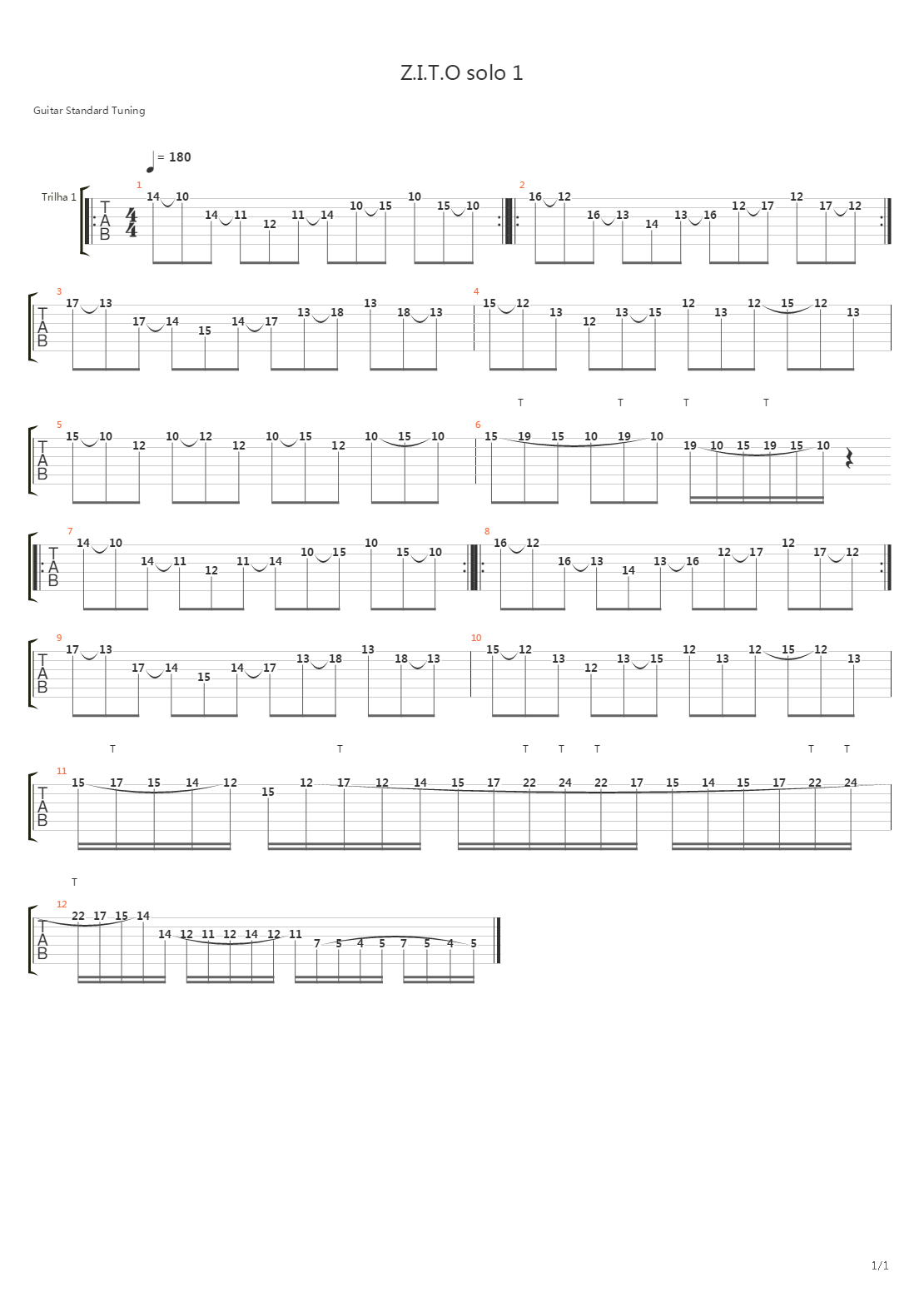 Zito (Solo)吉他谱