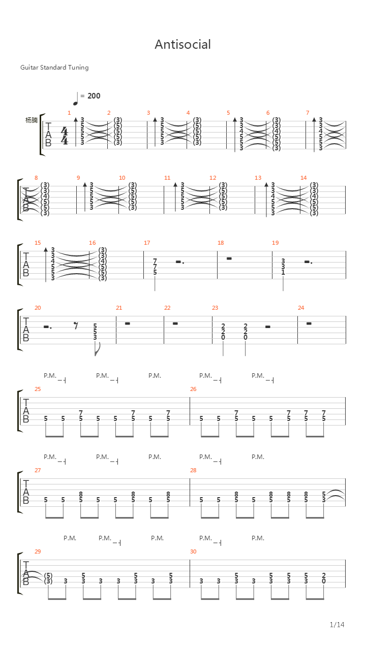 Antisocial吉他谱