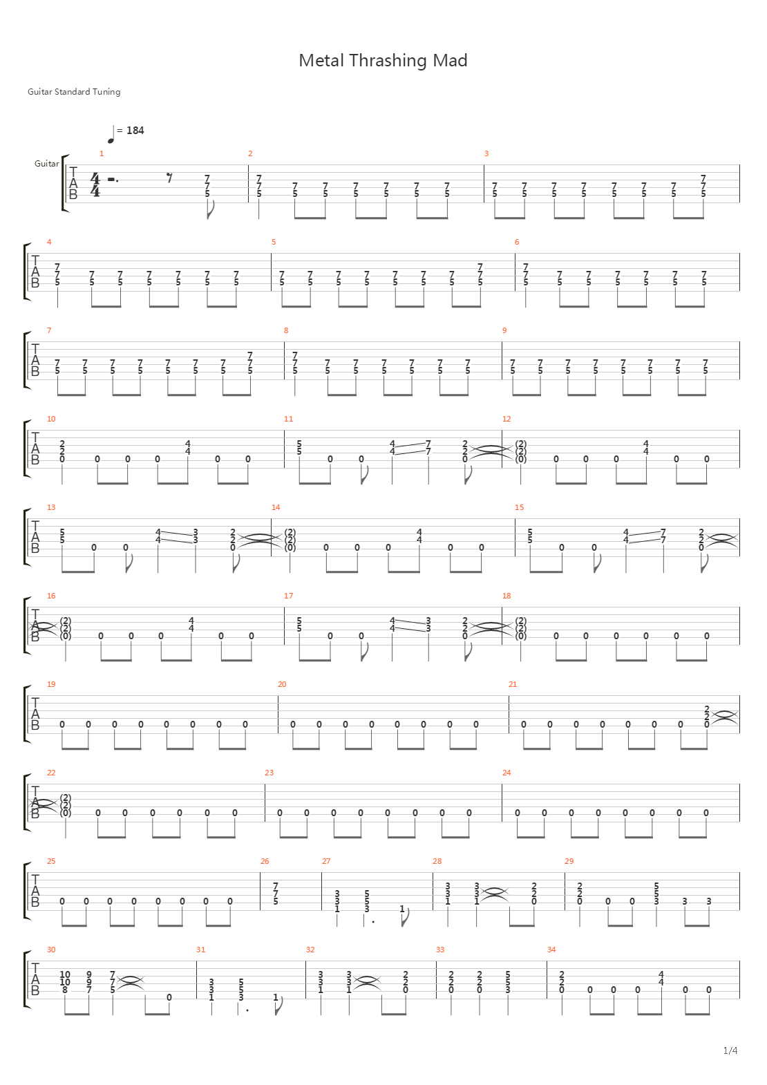 Metal Thrashing Mad吉他谱