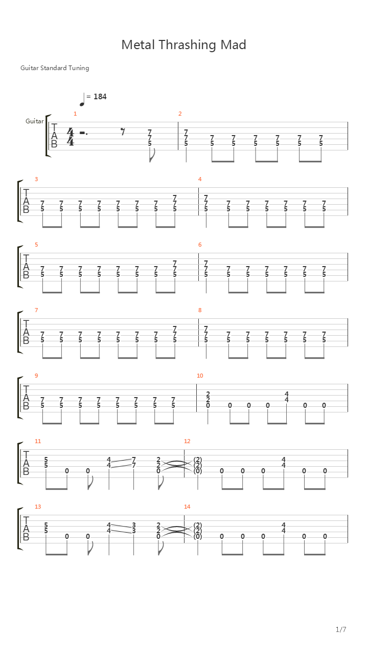 Metal Thrashing Mad吉他谱
