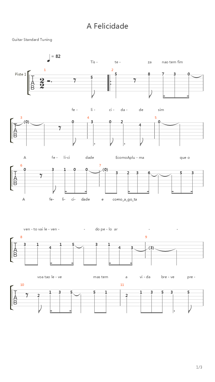 A Felicidade吉他谱