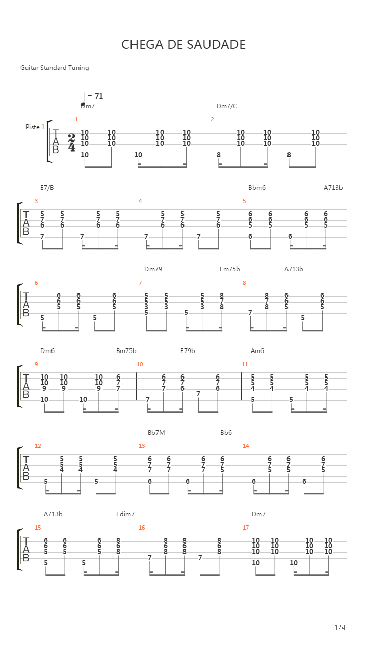 Chega De Saudade吉他谱