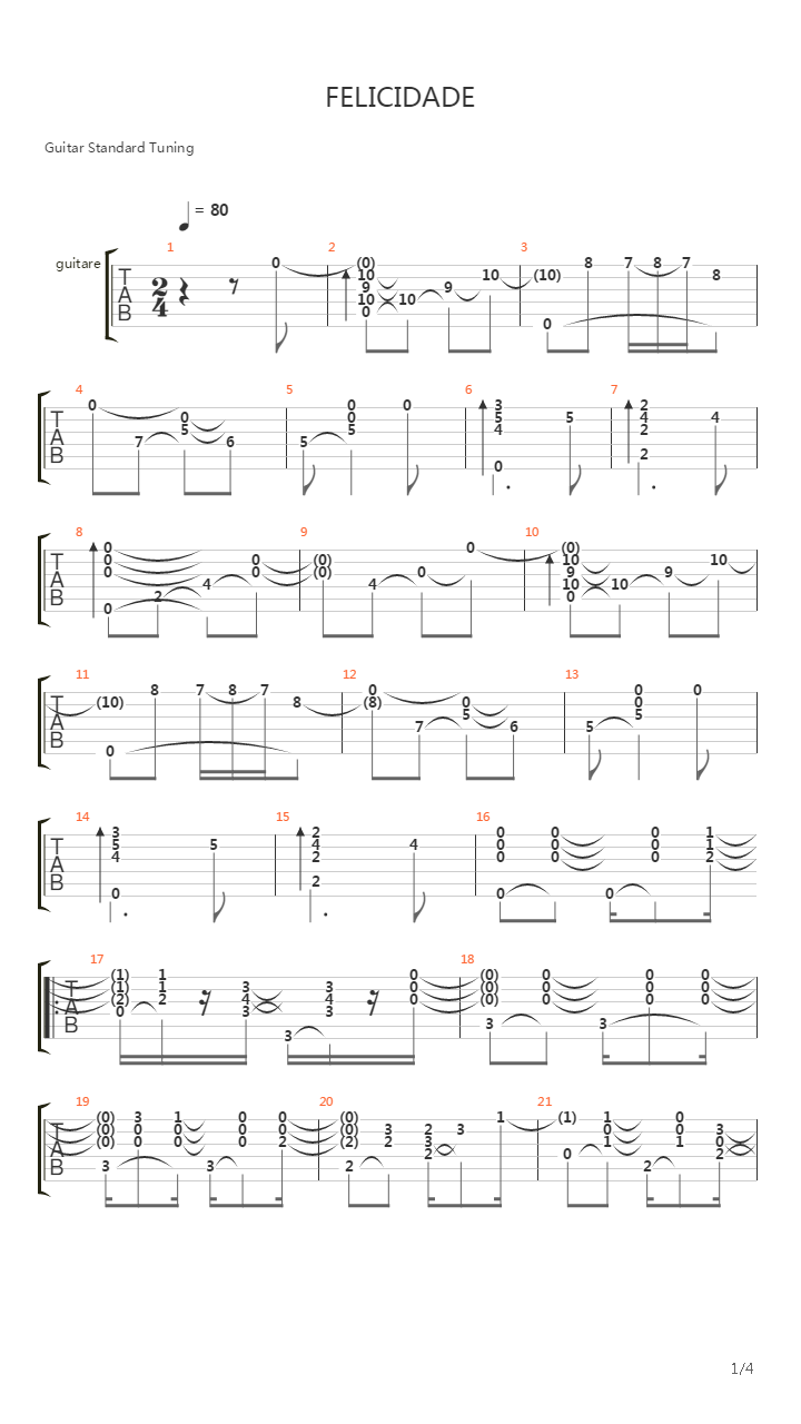 Felicidade吉他谱