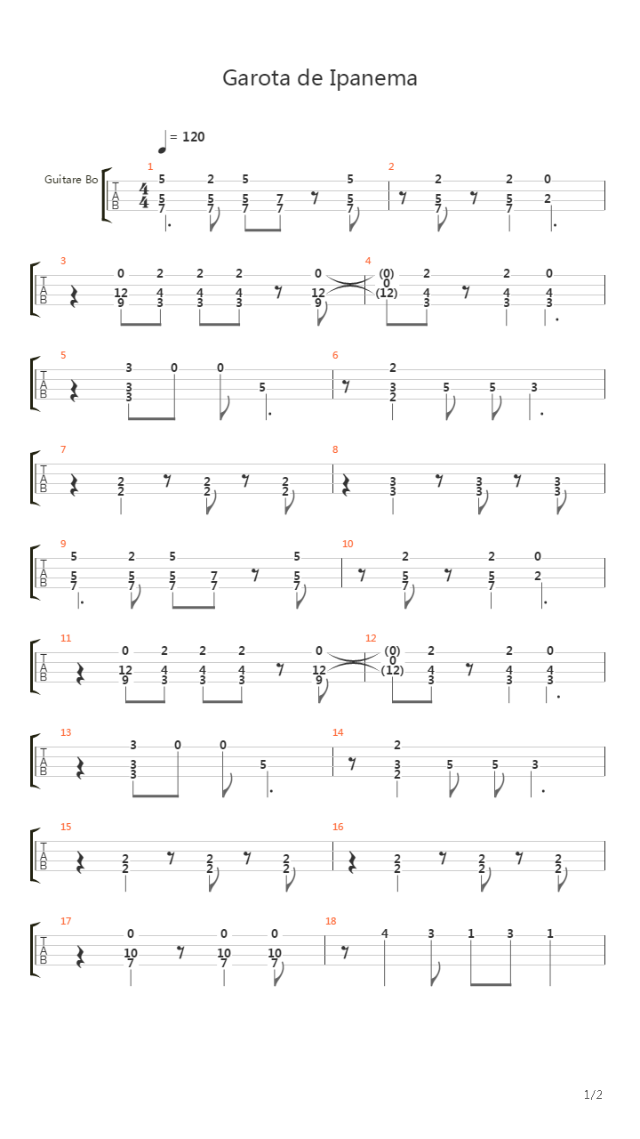 Garota de Ipanema (arranjo para cavaquinho)吉他谱