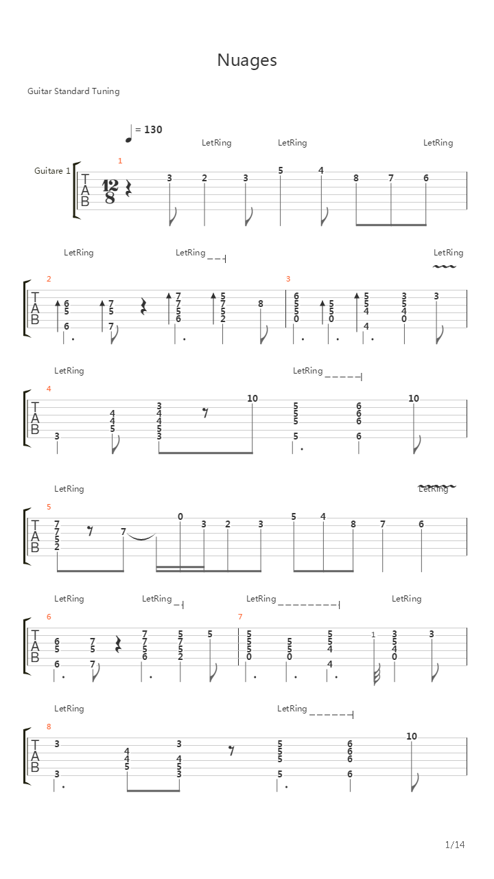 Nuages吉他谱