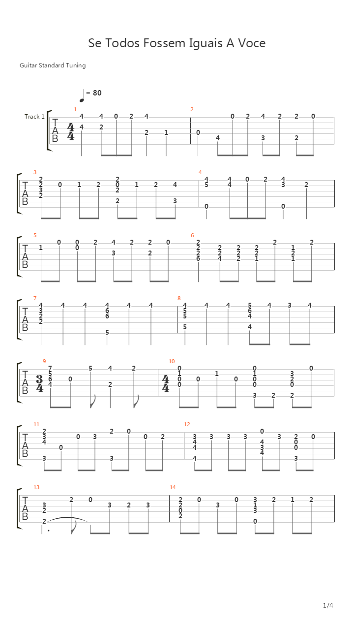 Se Todos Fossem Iguais A Voce吉他谱
