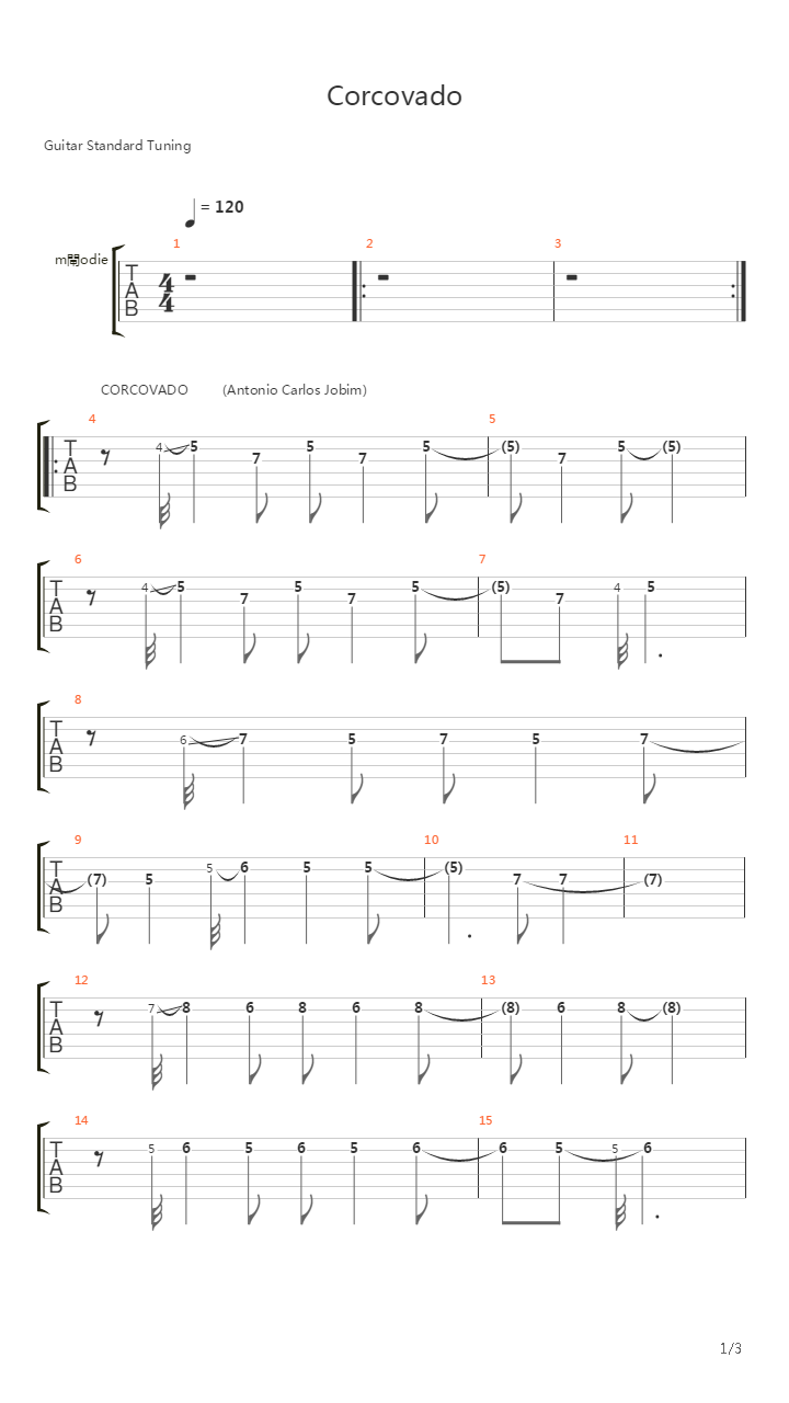 corcovado吉他谱