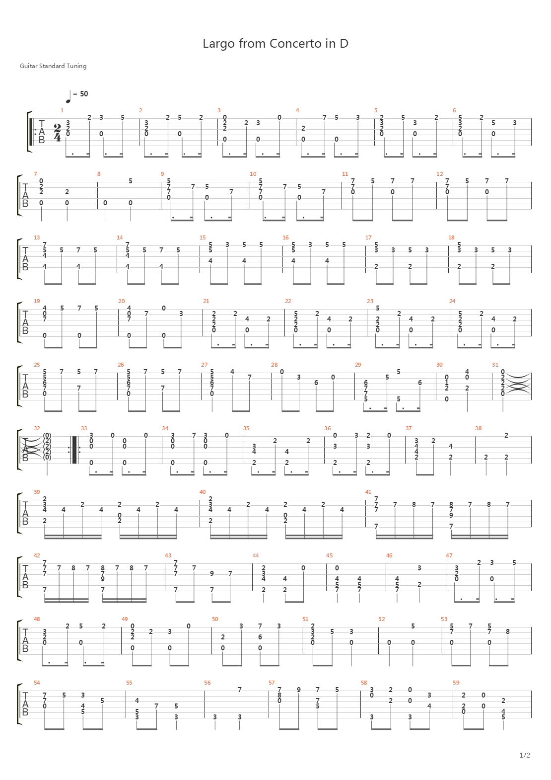 Largo from Concerto in D吉他谱