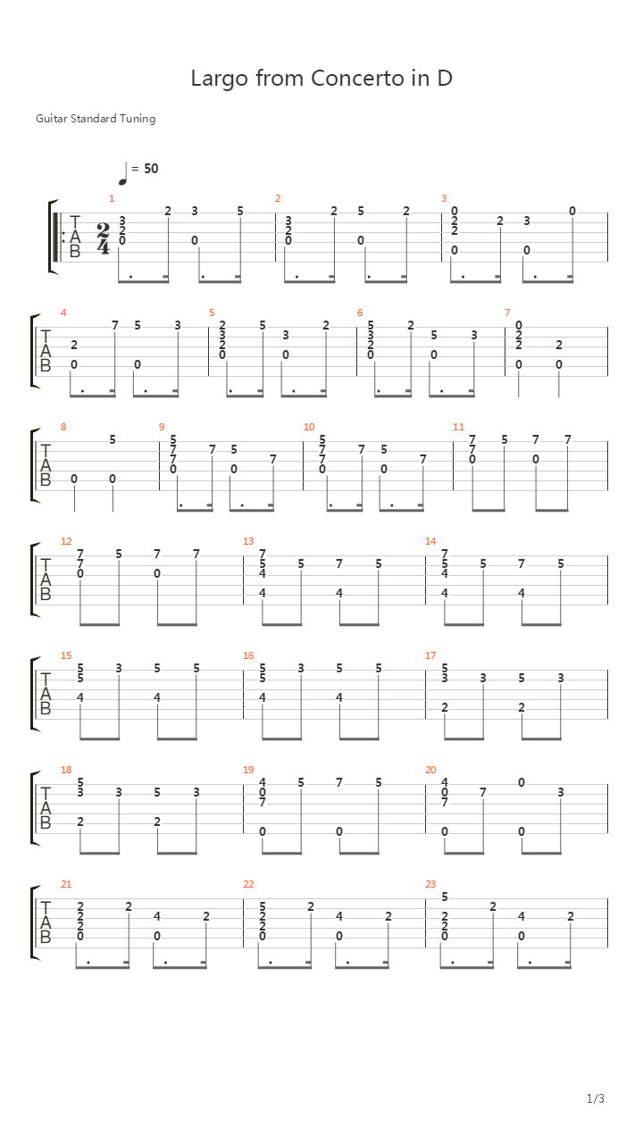 Largo from Concerto in D吉他谱