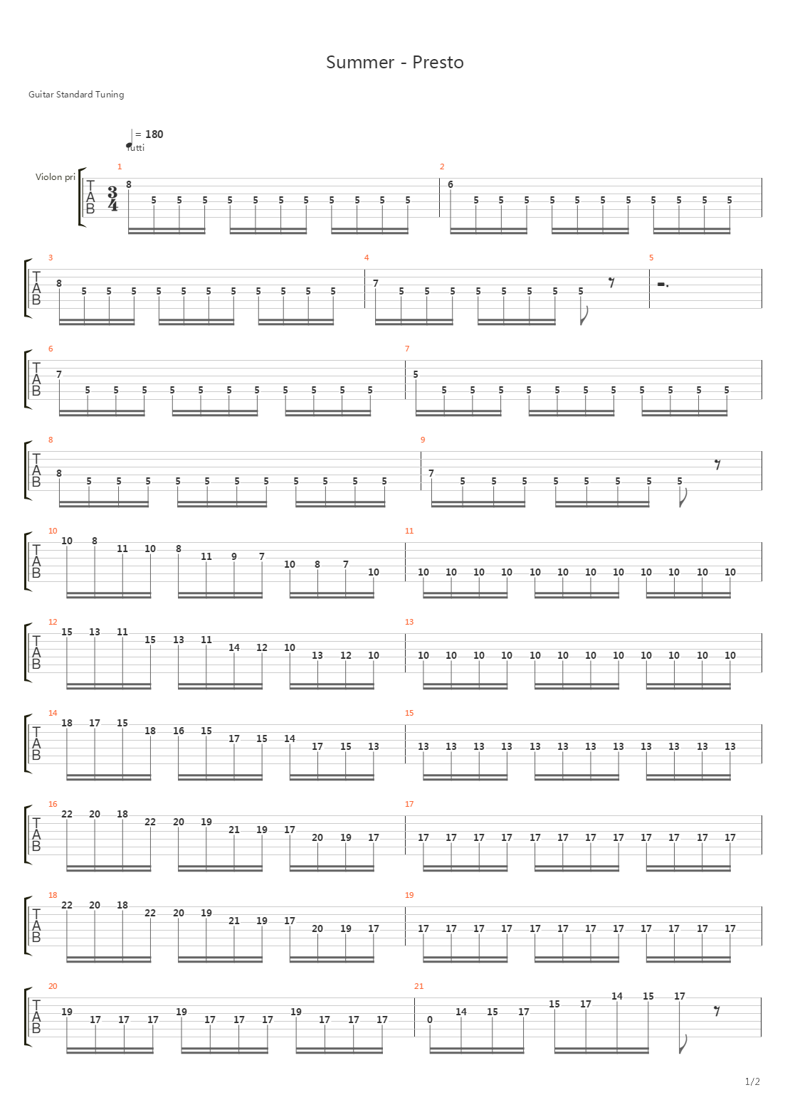 Summer - Presto吉他谱