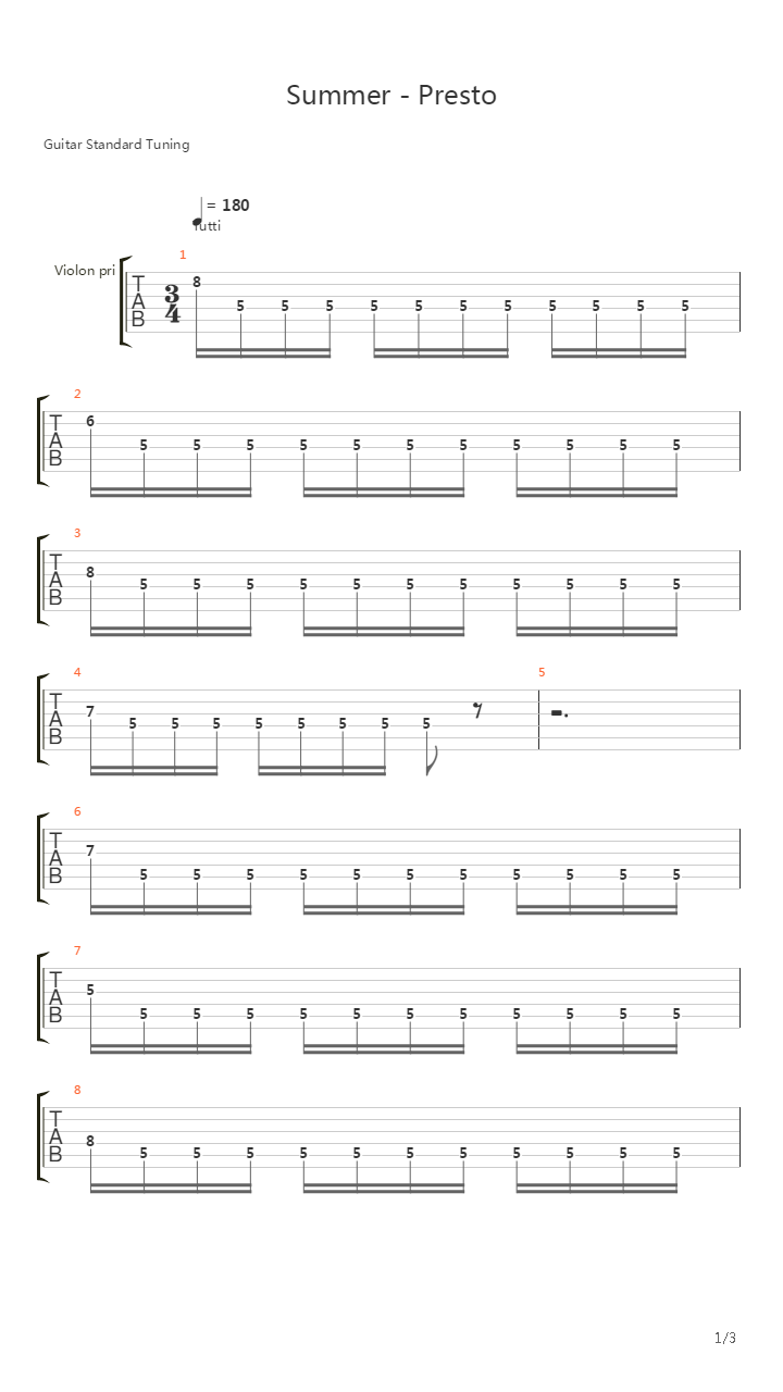 Summer - Presto吉他谱