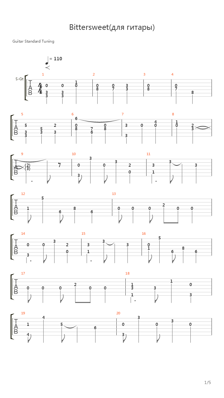 Bittersweet (Guitar)吉他谱
