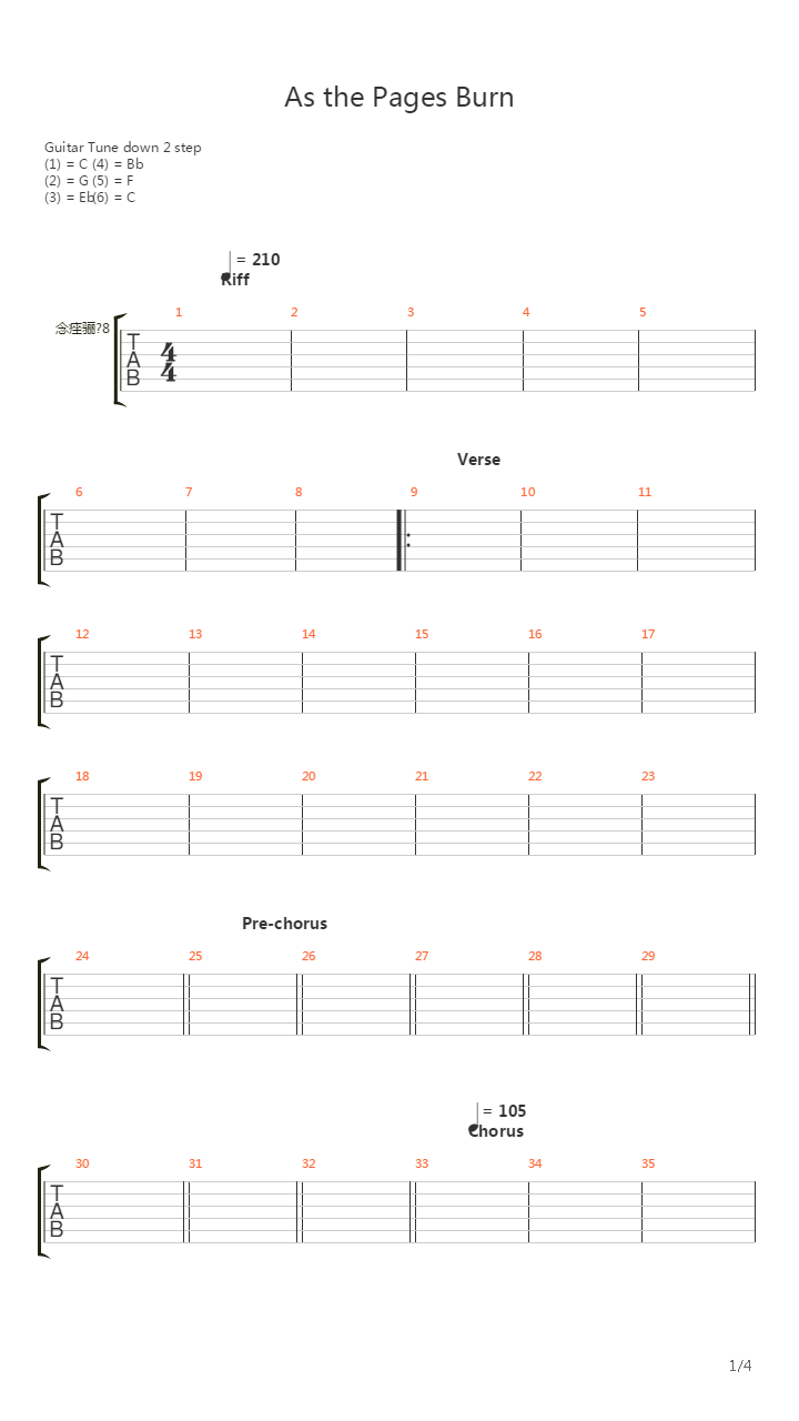 As The Pages Burn吉他谱