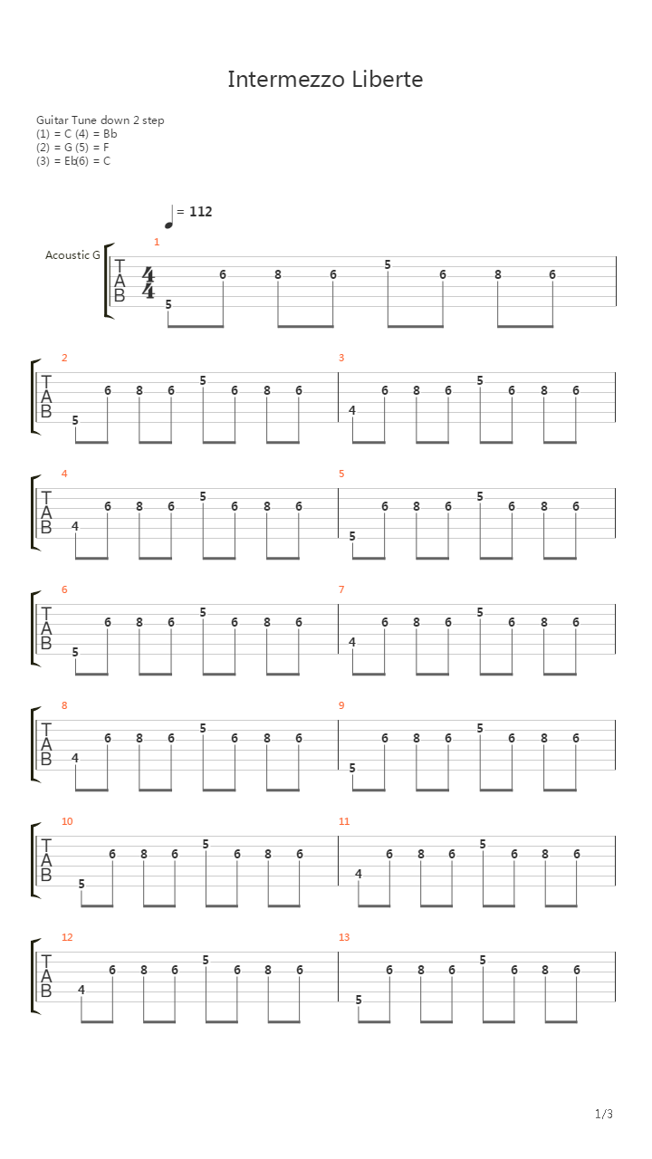 Intermezzo Liberte吉他谱