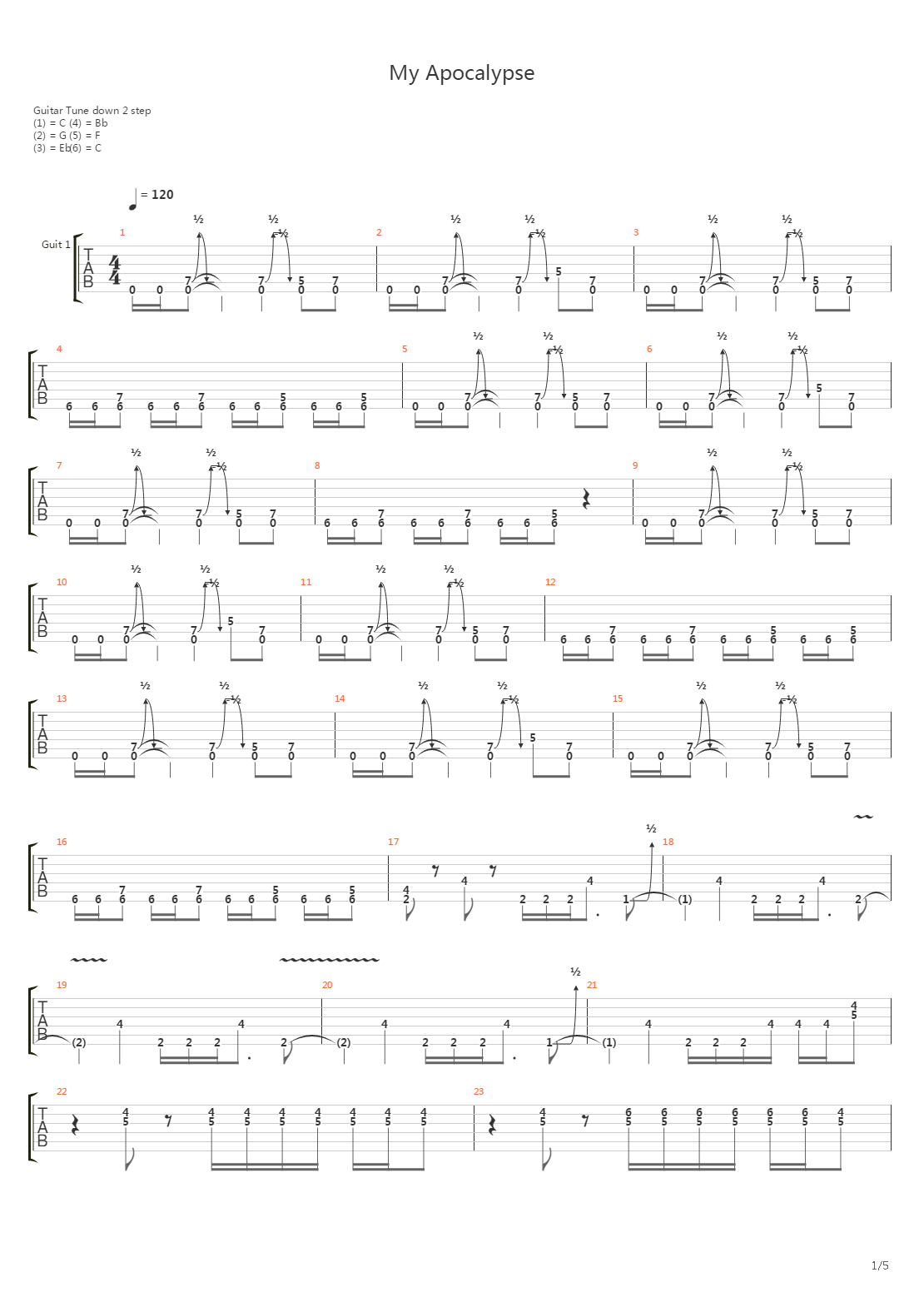 My Apocalypse吉他谱