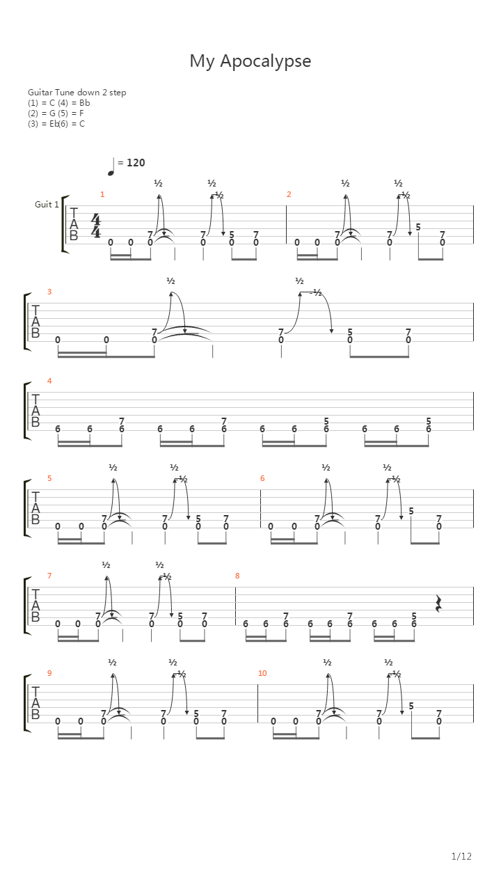 My Apocalypse吉他谱