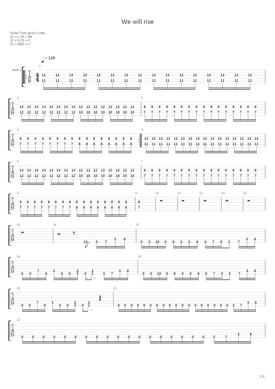 We Will Rise吉他谱