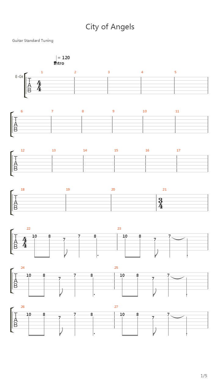 City Of Angels吉他谱