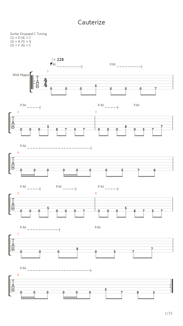 Cauterize吉他谱