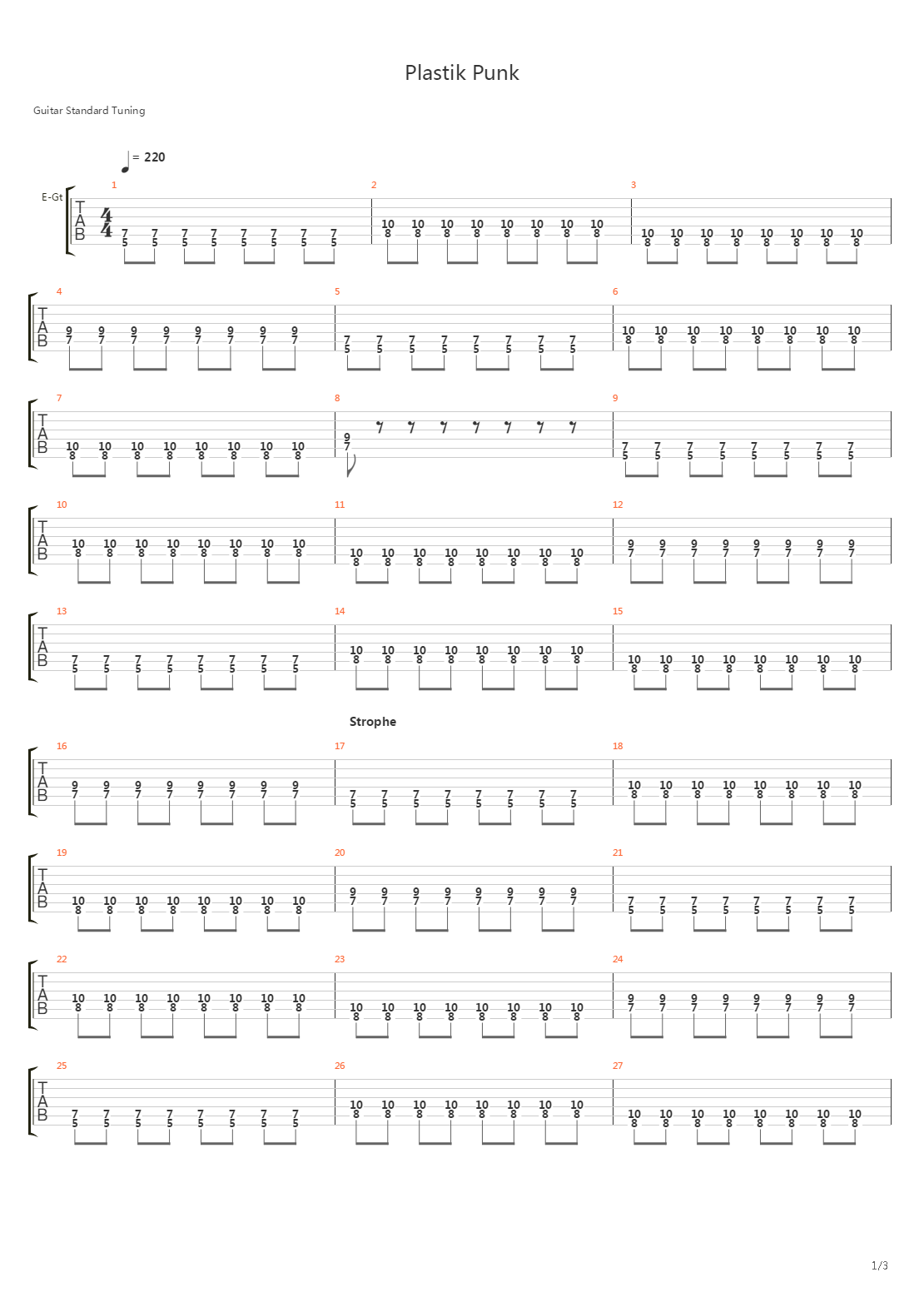 Plastik Punk吉他谱