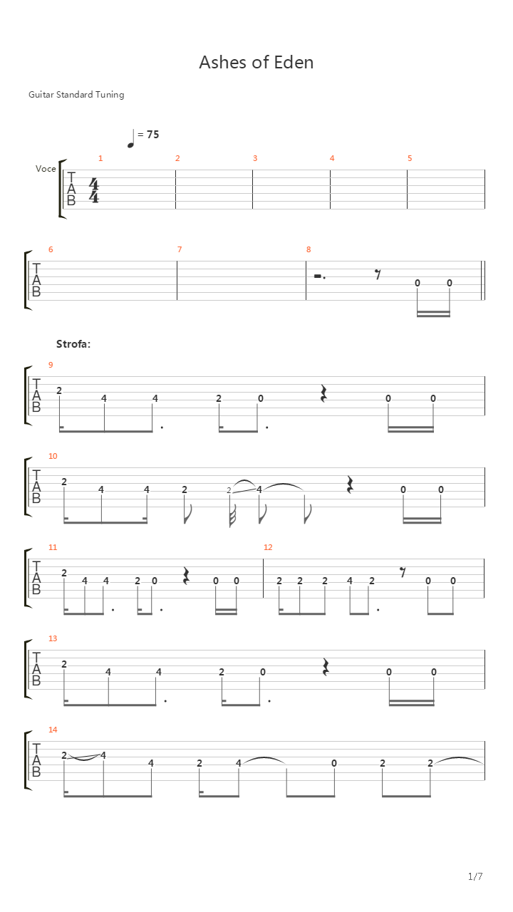 Ashes Of Eden吉他谱