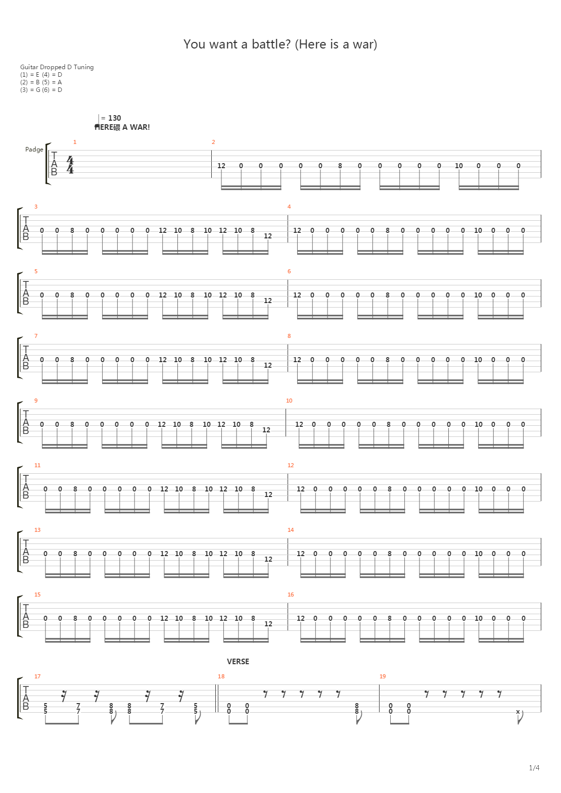 You Want A Battle Heres A War吉他谱