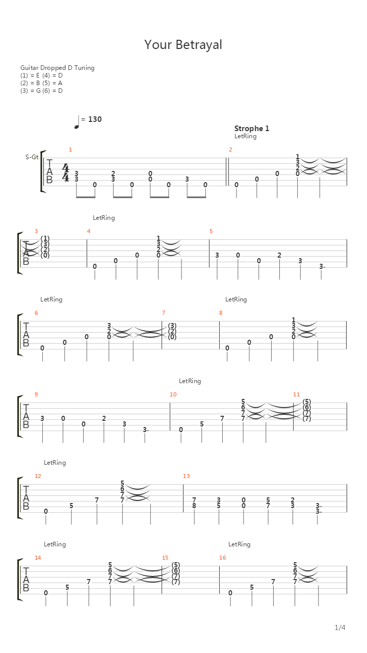 Your Betrayal Acoustic吉他谱