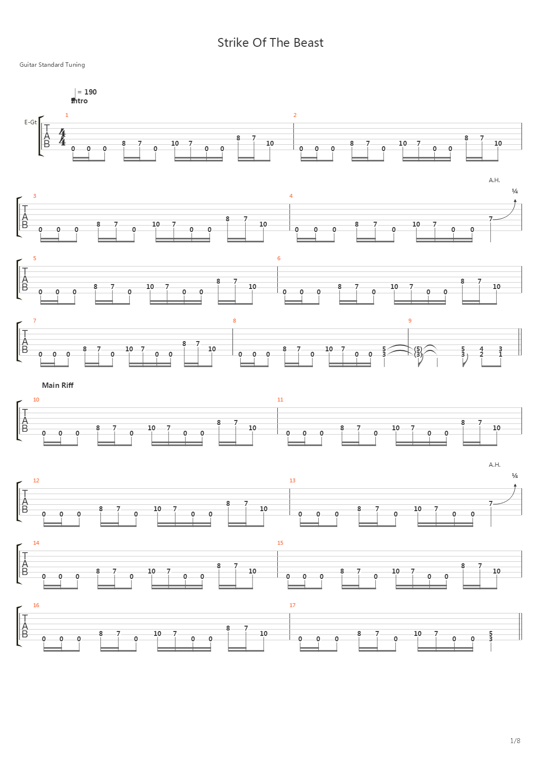 Strike Of The Beast吉他谱