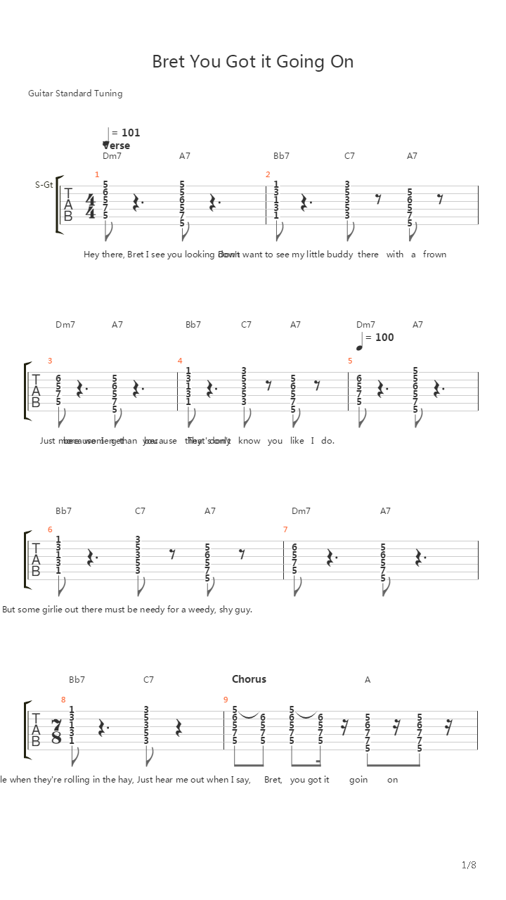 Bret You Got It Going On吉他谱