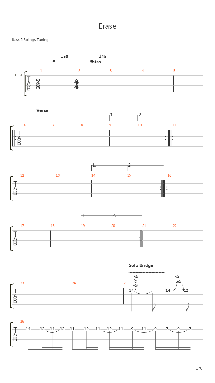 Erase吉他谱