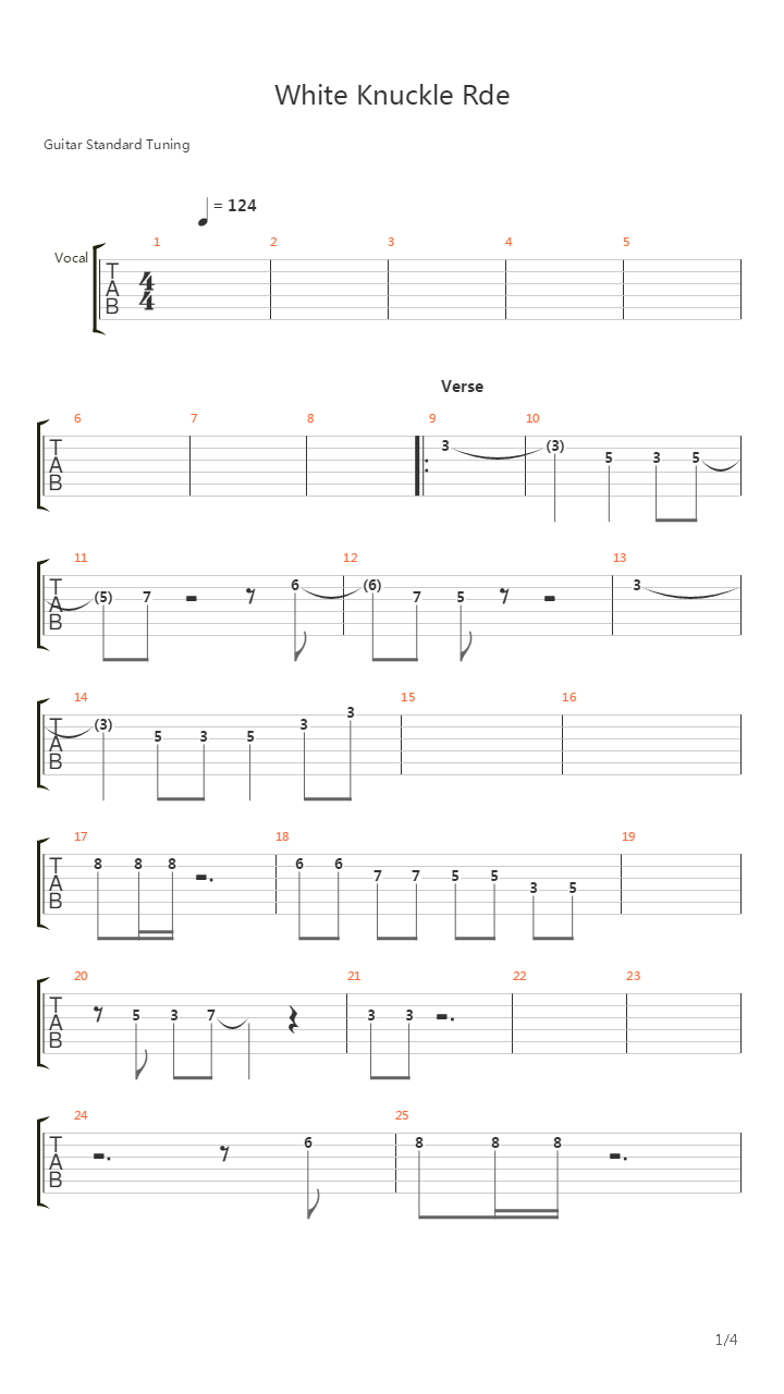 White Knuckle Ride吉他谱