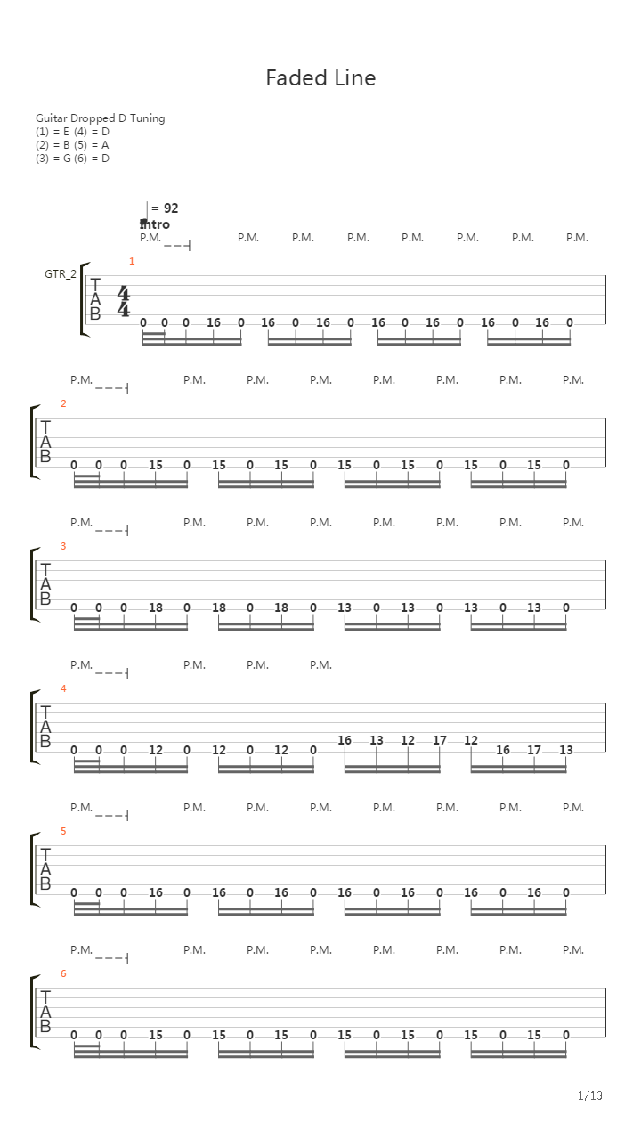 Faded Line吉他谱
