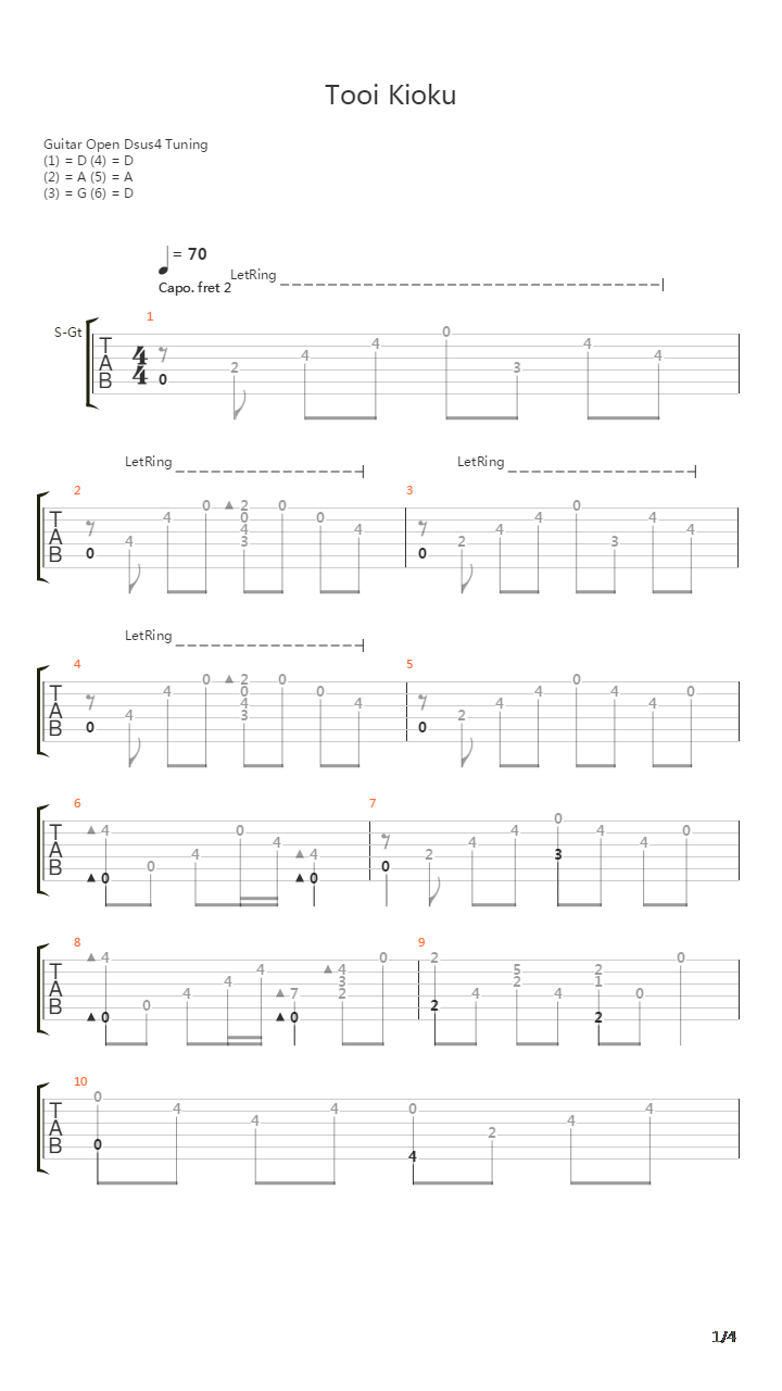 遠い記憶(Tooi Kioku)吉他谱