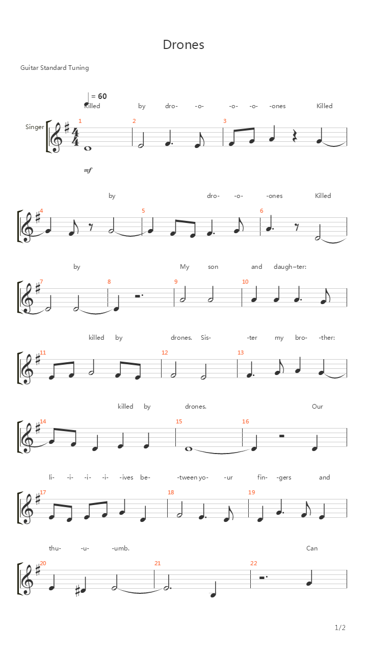 Drones吉他谱
