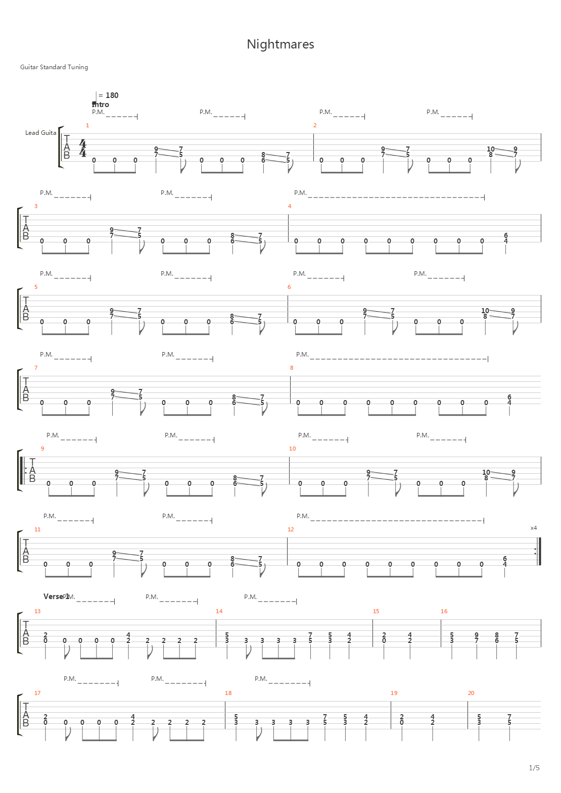 Nightmares吉他谱