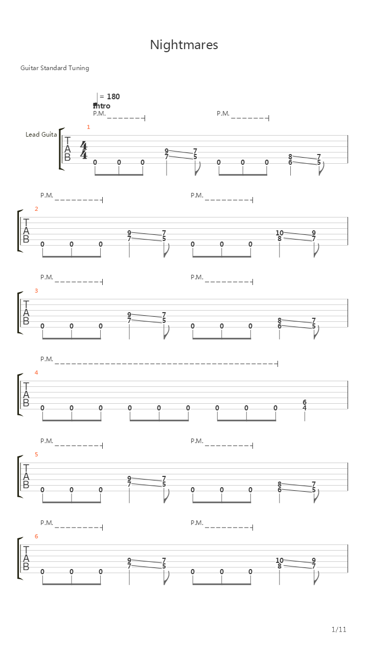 Nightmares吉他谱