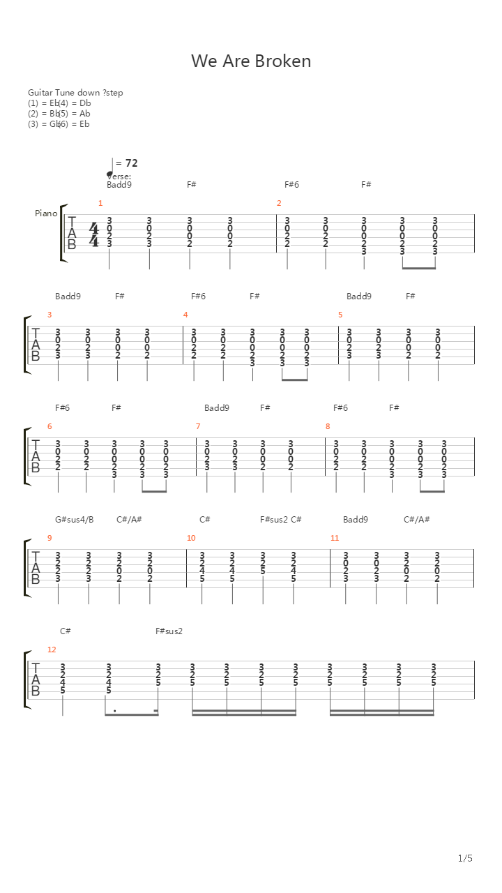 We Are Broken吉他谱